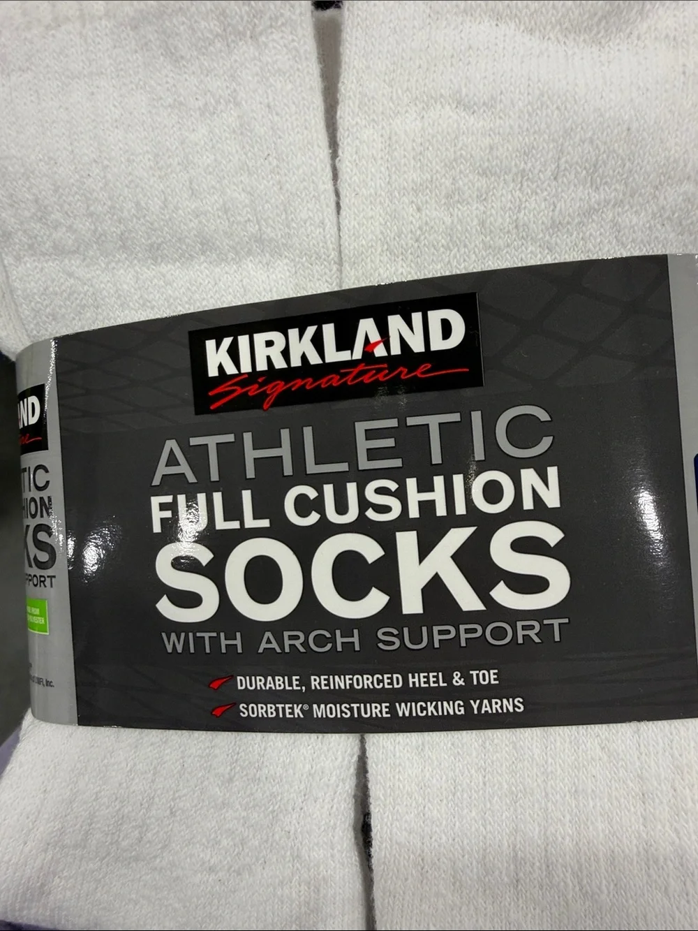 Kirkland Signature White Athletic Full Cushion Socks with Arch Support